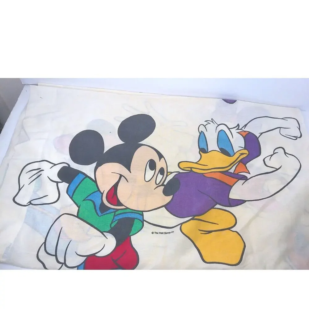 Vtg Pacific Walt Disney Mickey Minnie Mouse Donald Daisy Duck Pillowcase Set